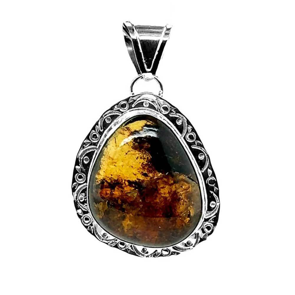 Amber-Pendant-with-950-Silver-Frame-front-Nueve-Sterling