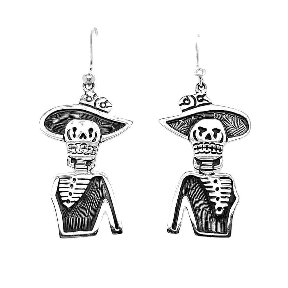 Sexy-Catrina-Torso-Silver-Earrings-front-Nueve-Sterling