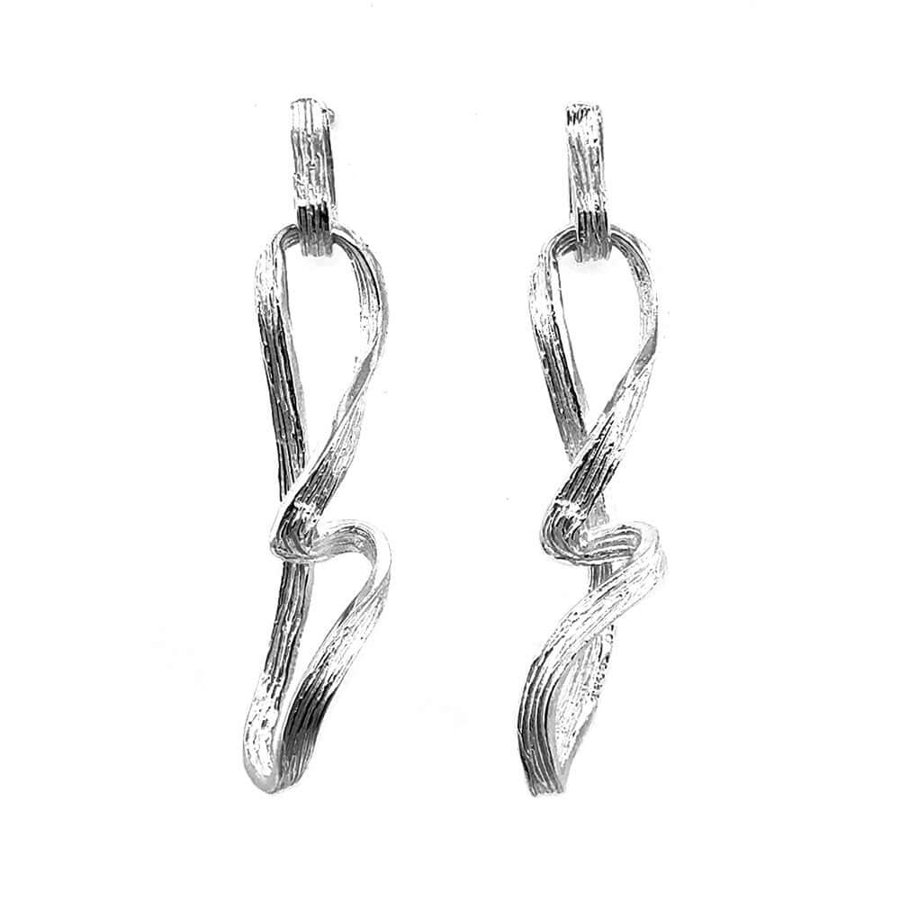Silver-Twisted-Dangle-Post-Earrings-front-Nueve-Sterling