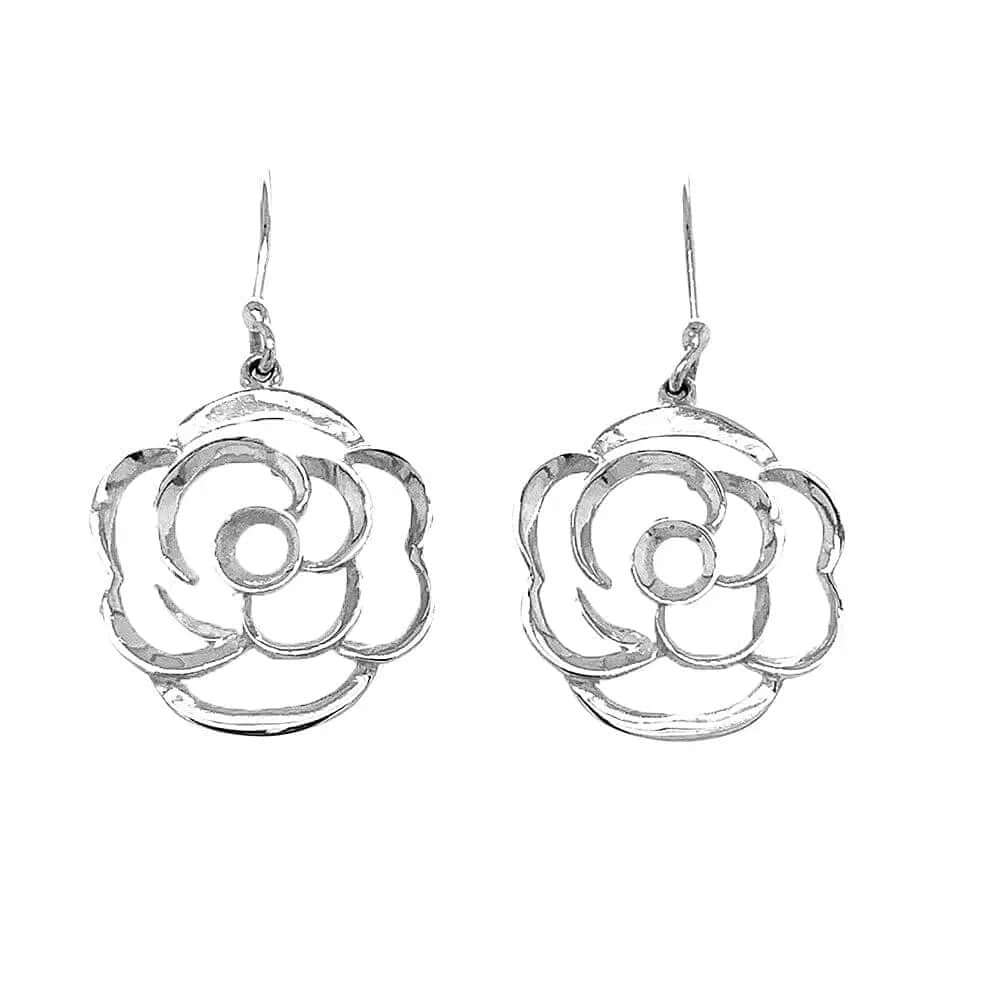 %product Outlined Flower Silver Earrings Nueve Sterling