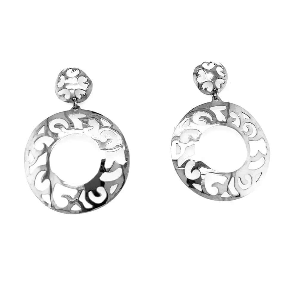 Round Openwork Silver Earrings - Nueve Sterling