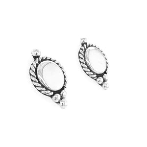 Small Round Silver Earrings side - Nueve Sterling