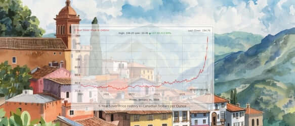 Five-year rise in silver prices in Canada with Taxco, Mexico.
