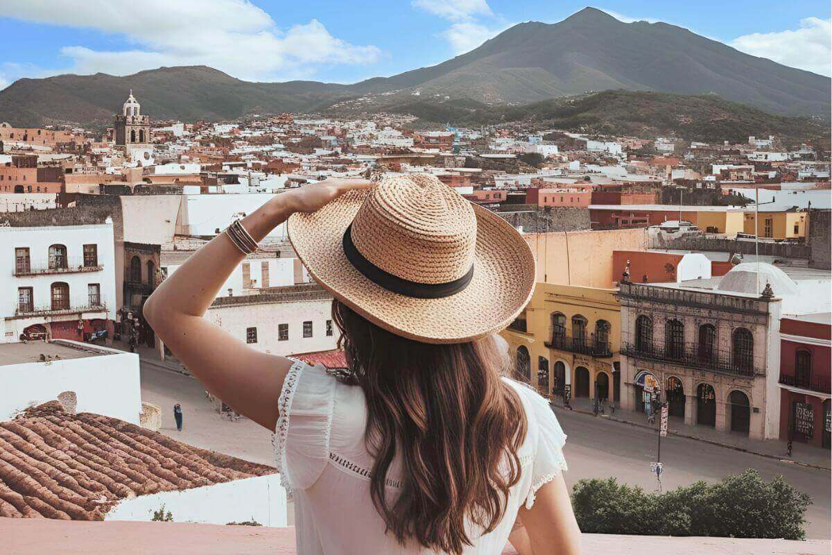 Woman admiring Mexican town
