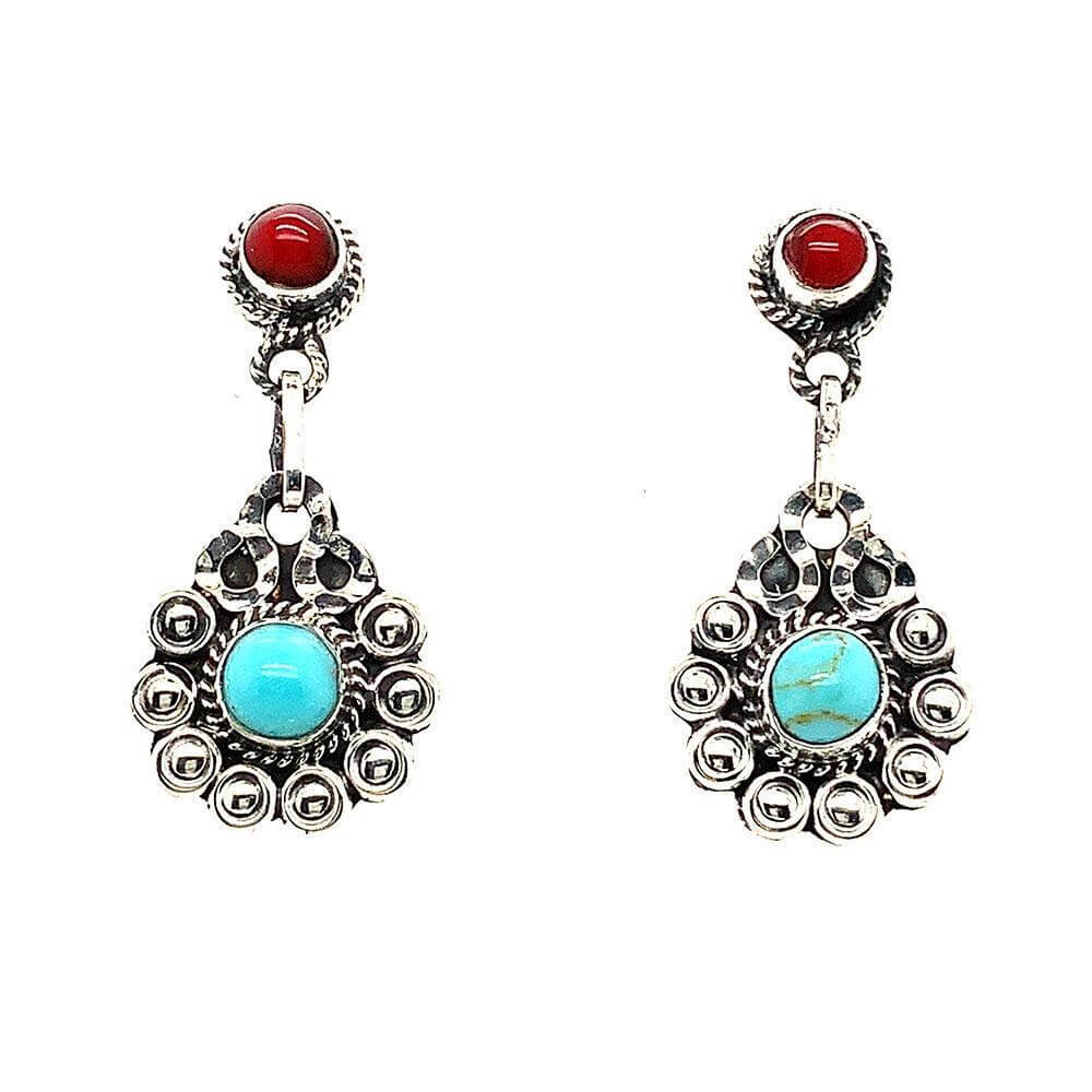 Mexican Earrings With Gemstones - Nueve Sterling