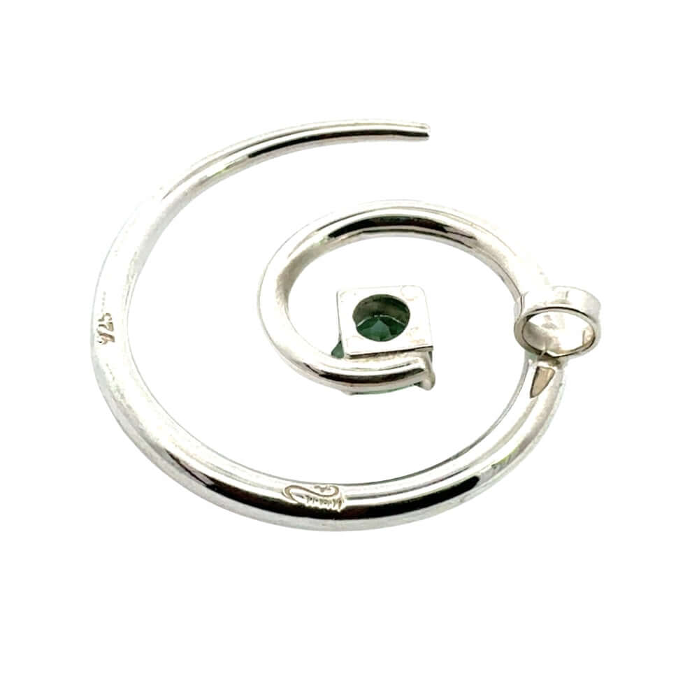 Back view of the artisan silver pendant displaying the 925 hallmark and master silversmith personal stamp.