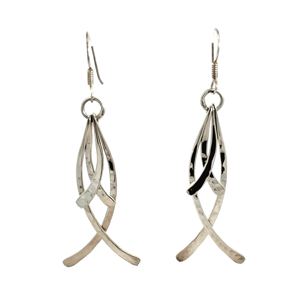 Artisan Mexican Silver Dangle Earrings, Handmade in Taxco