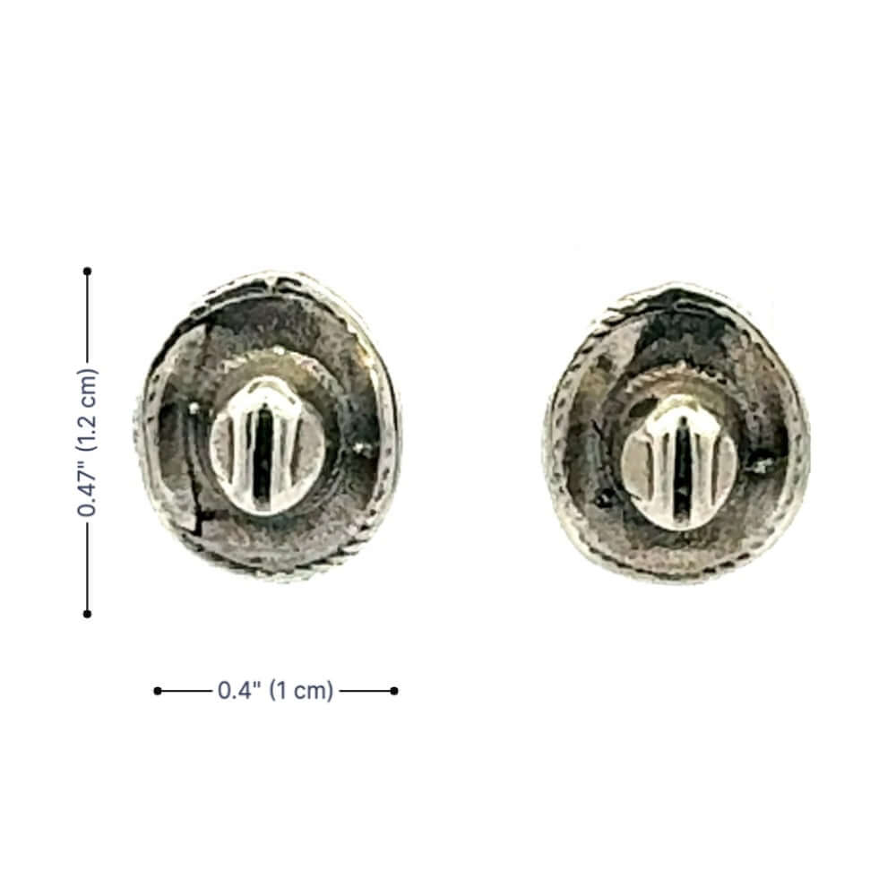 Artisan Taxco Silver Cowboy Hat Post Earrings