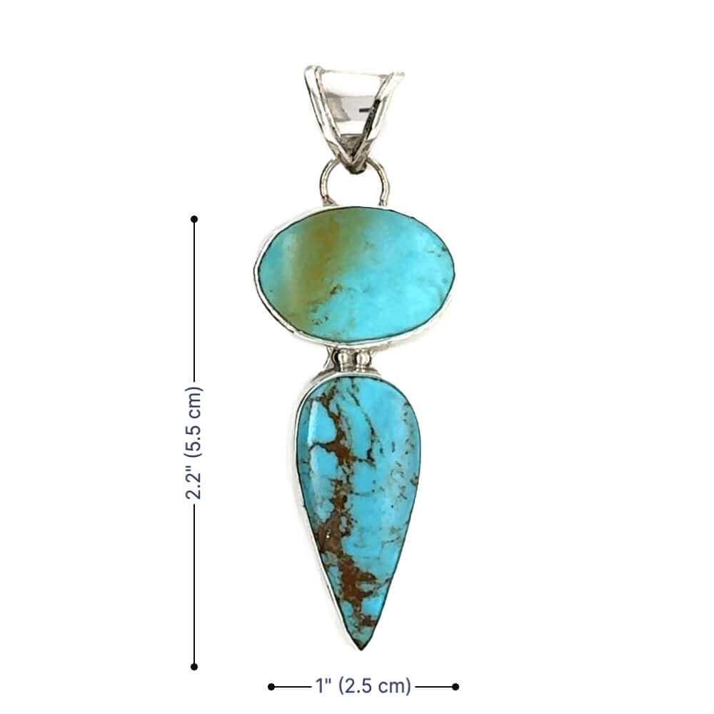 950-Silver-Double-Turquoise-Pendant-measurements-Nueve-Sterling