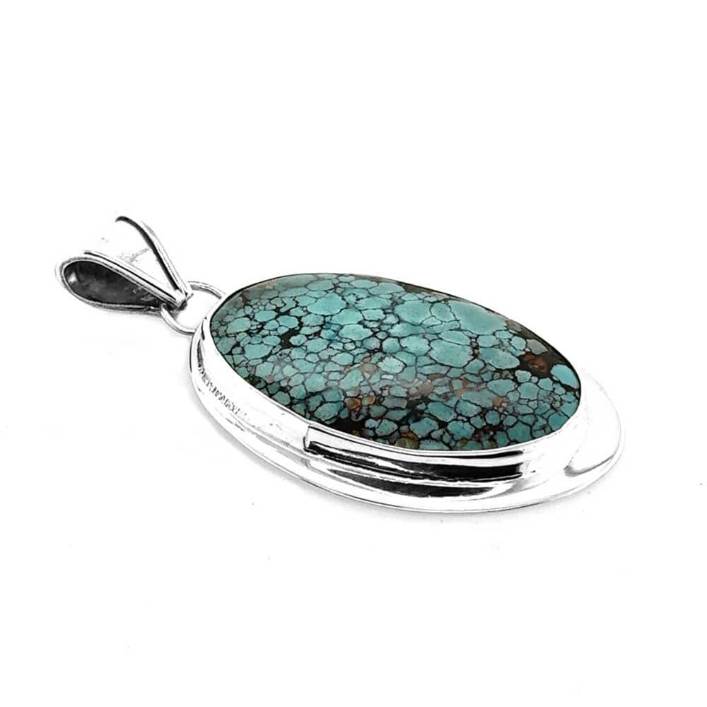 950-Silver-Large-Oval-Turquoise-Pendant-side-Nueve-Sterling