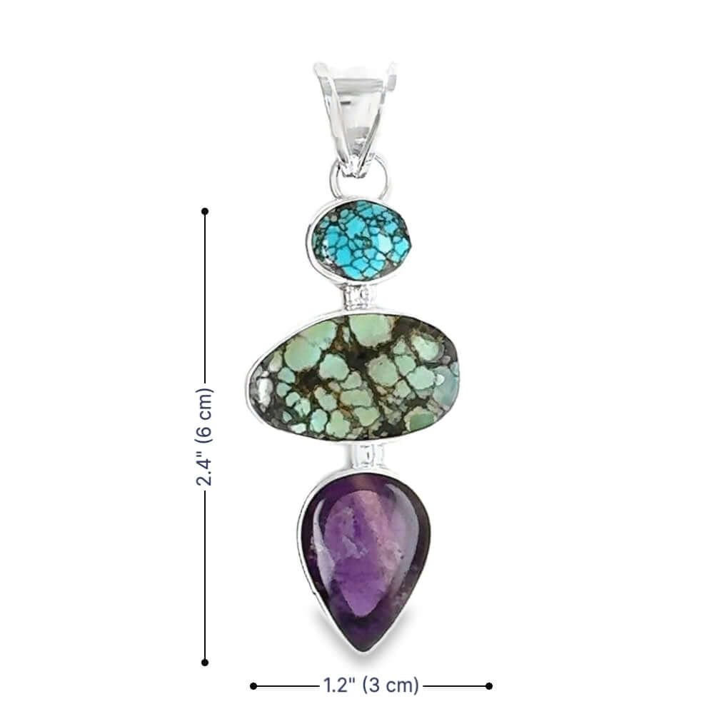 950-Silver-Statement-Turquoise-and-Amethyst-Pendant-measurements-Nueve-Sterling