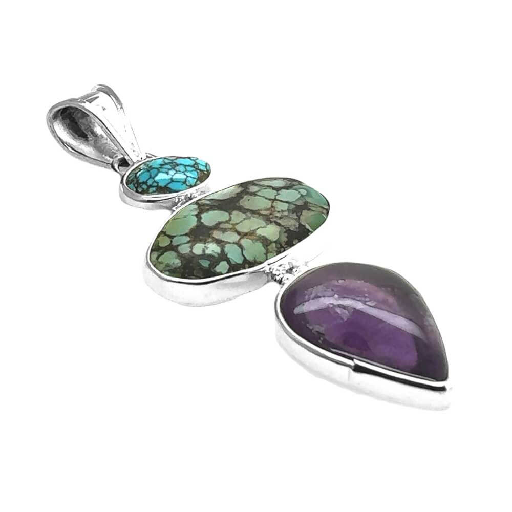 950-Silver-Statement-Turquoise-and-Amethyst-Pendant-side-Nueve-Sterling