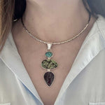 950-Silver-Statement-Turquoise-and-Amethyst-Pendant-with-model-Nueve-Sterling