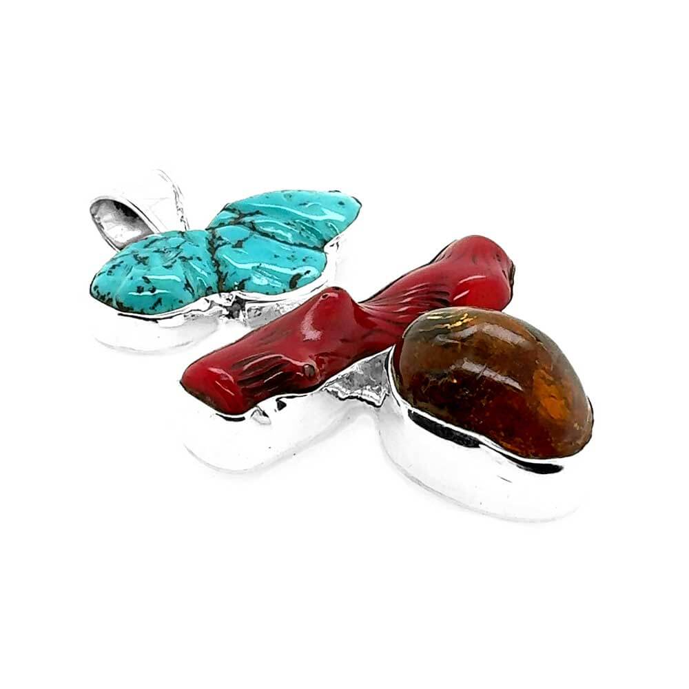 950-Silver-Turquoise-Coral-and-Amber-Large-Pendant-side-Nueve-Sterling