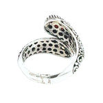 Silver ring from the back on a white background