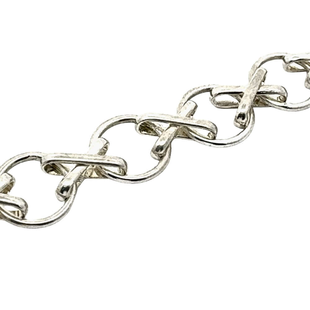 Silver chain bracelet on a white background close up