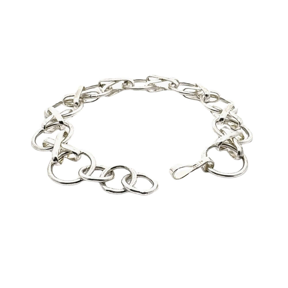 Silver chain bracelet on a white background