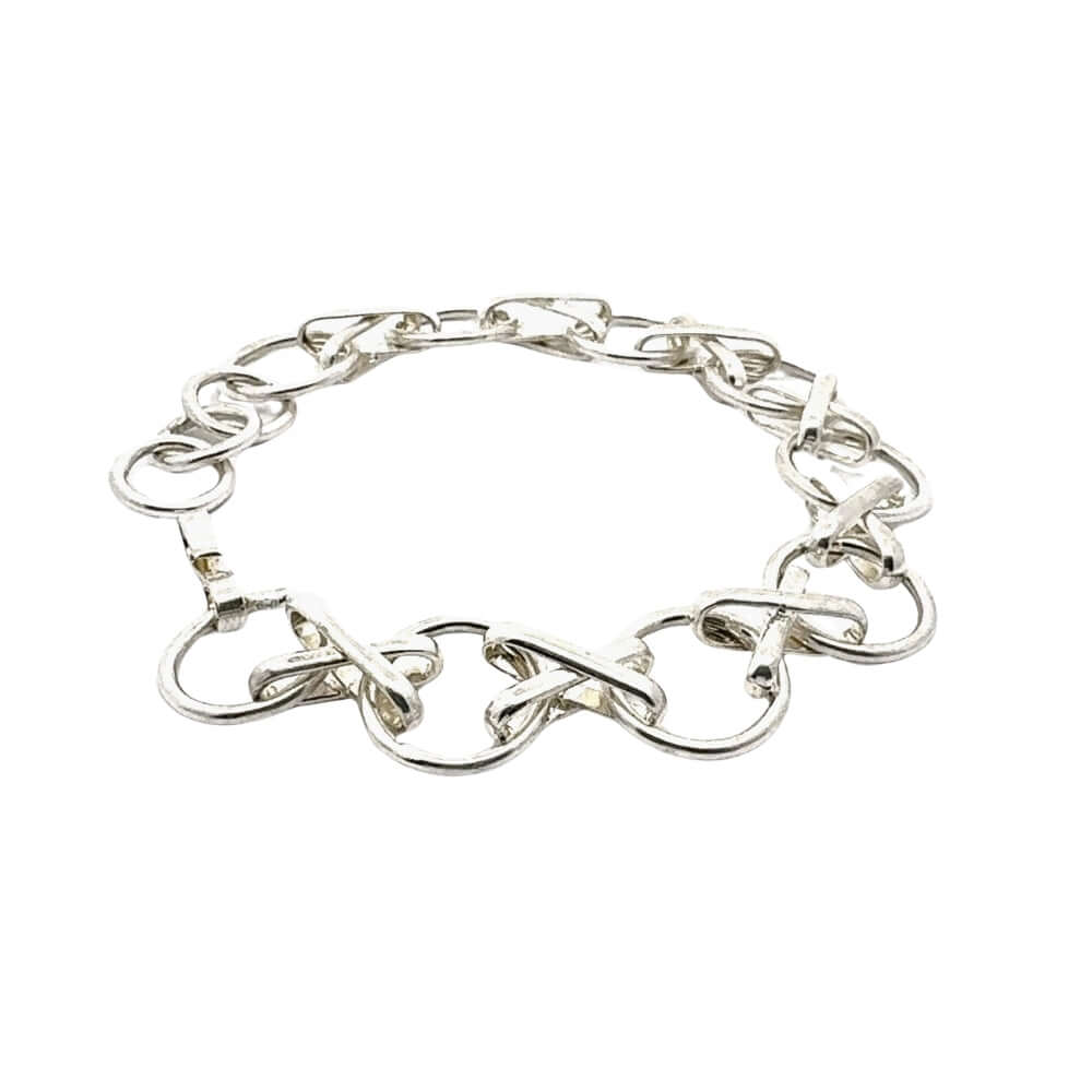 Silver chain bracelet on a white background front