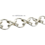 Silver chain with measurement label on a white background