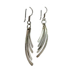 Pair of silver earrings on a white background
