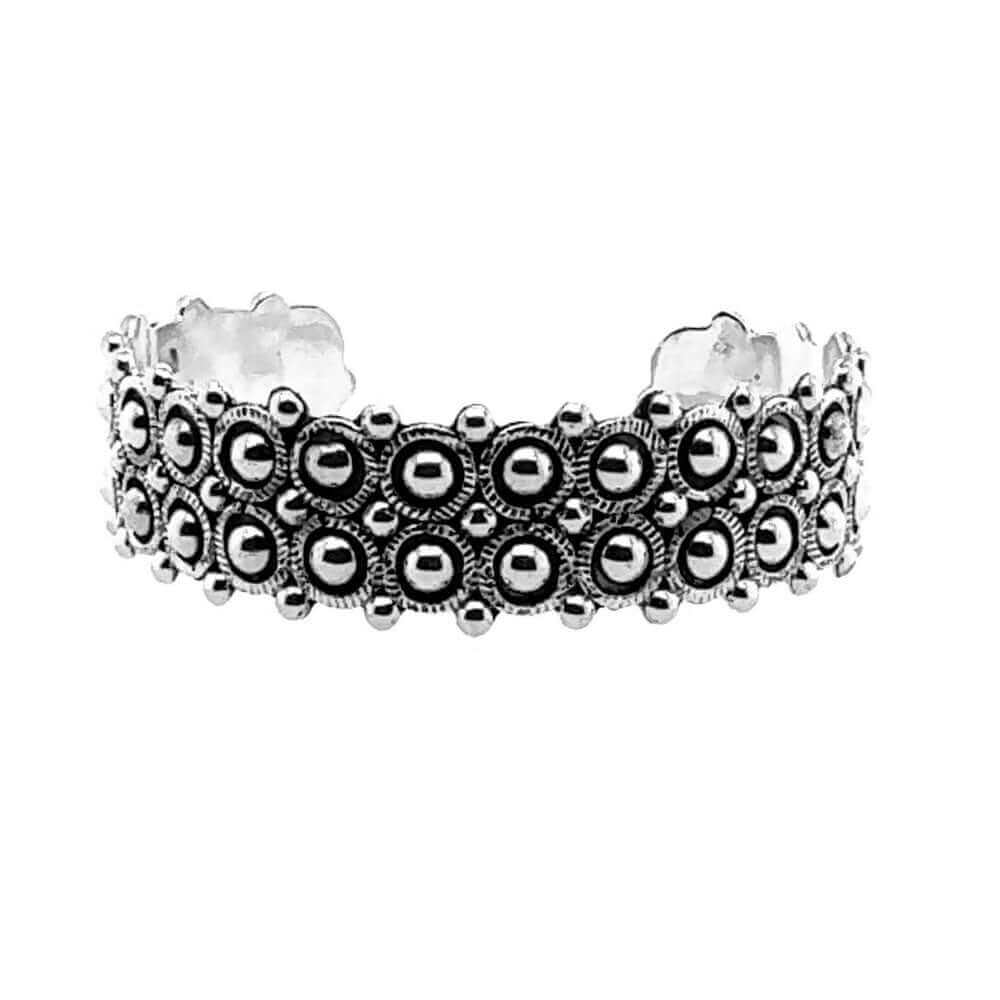 Beaded-Silver-Cuff-Bracelet-front-Nueve-Sterling