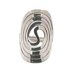 Big Spiral Oval Silver Ring front Nueve Sterling
