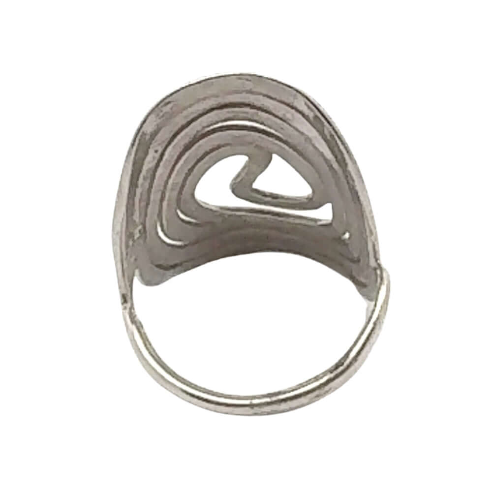 Big Spiral Oval Silver Ring back Nueve Sterling