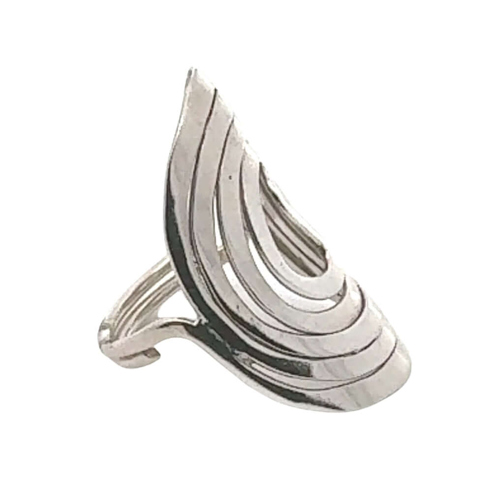Big Spiral Oval Silver Ring other side Nueve Sterling