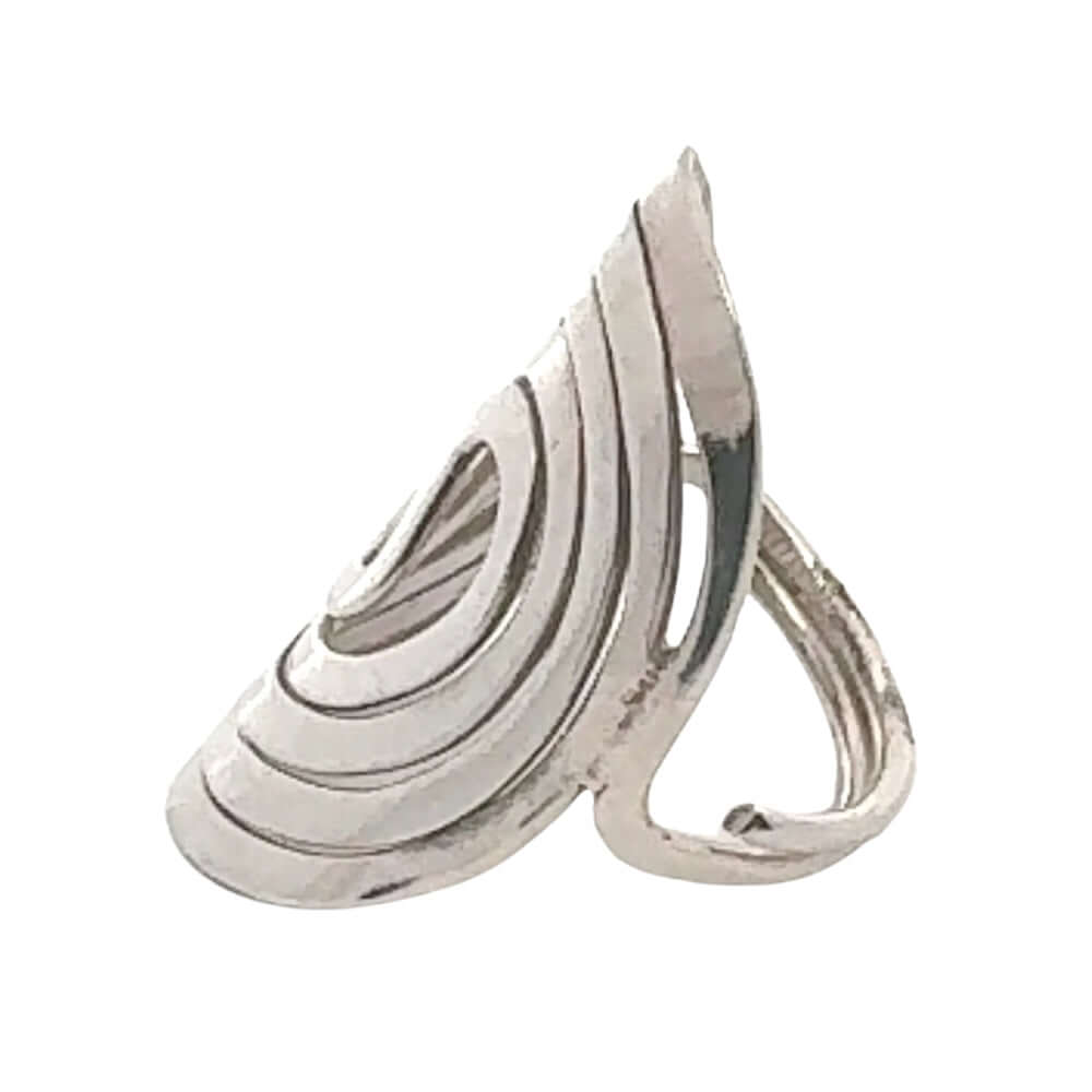 Big Spiral Oval Silver Ring side Nueve Sterling