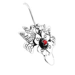 Birds-and-Flower-with-Stone-Silver-Earrings-side-Nueve-Sterling