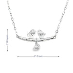 Handmade silver birds necklace with measurements