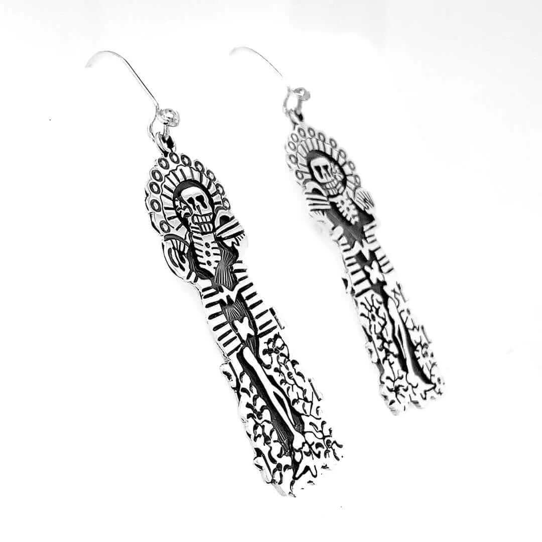 Catrina-with-Dress-Silver-Earrings-side-Nueve-Sterling