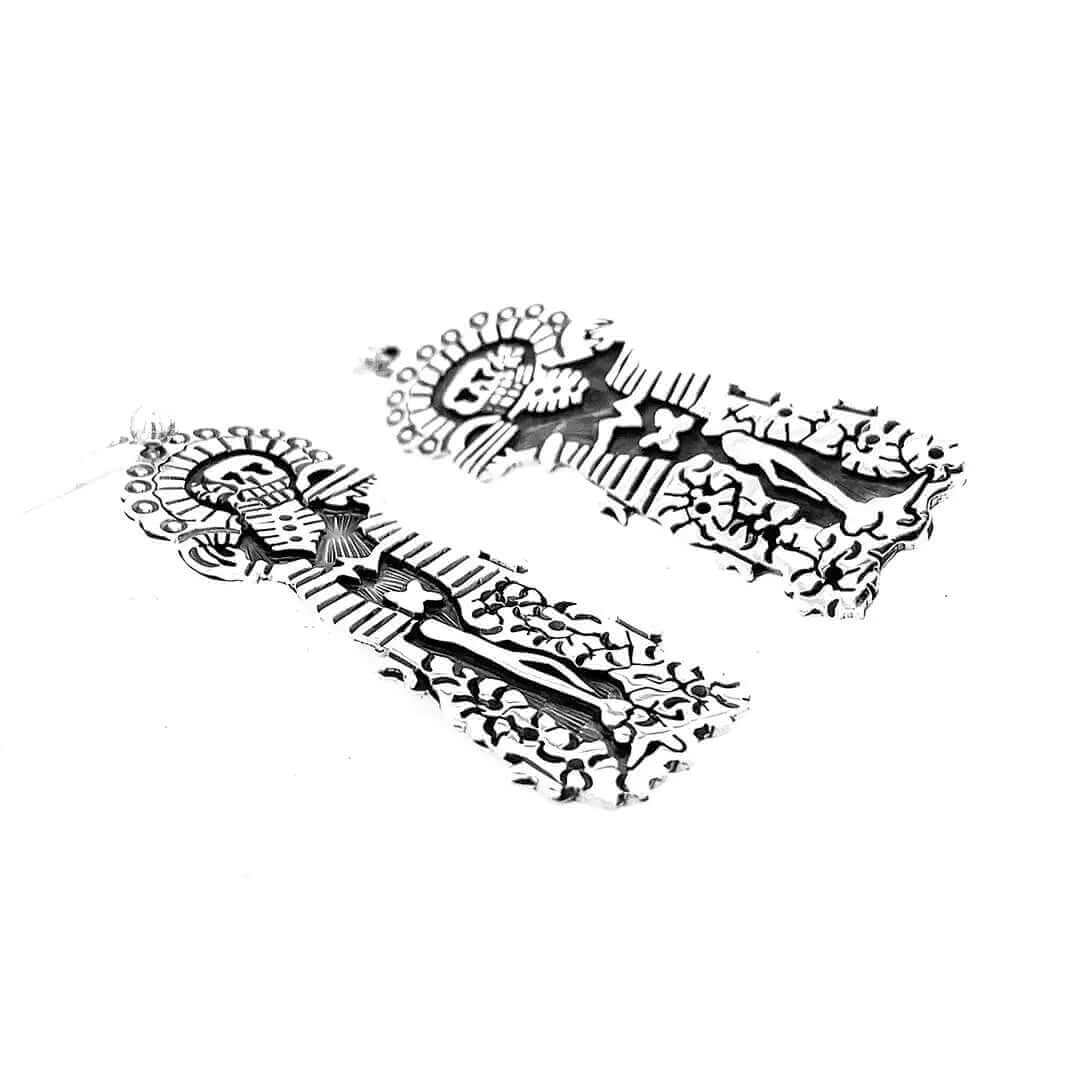     Catrina-with-Dress-Silver-Earrings-flat-Nueve-Sterling