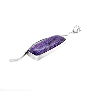 Charoite-Silver-Pendant-flat-Nueve-Sterling