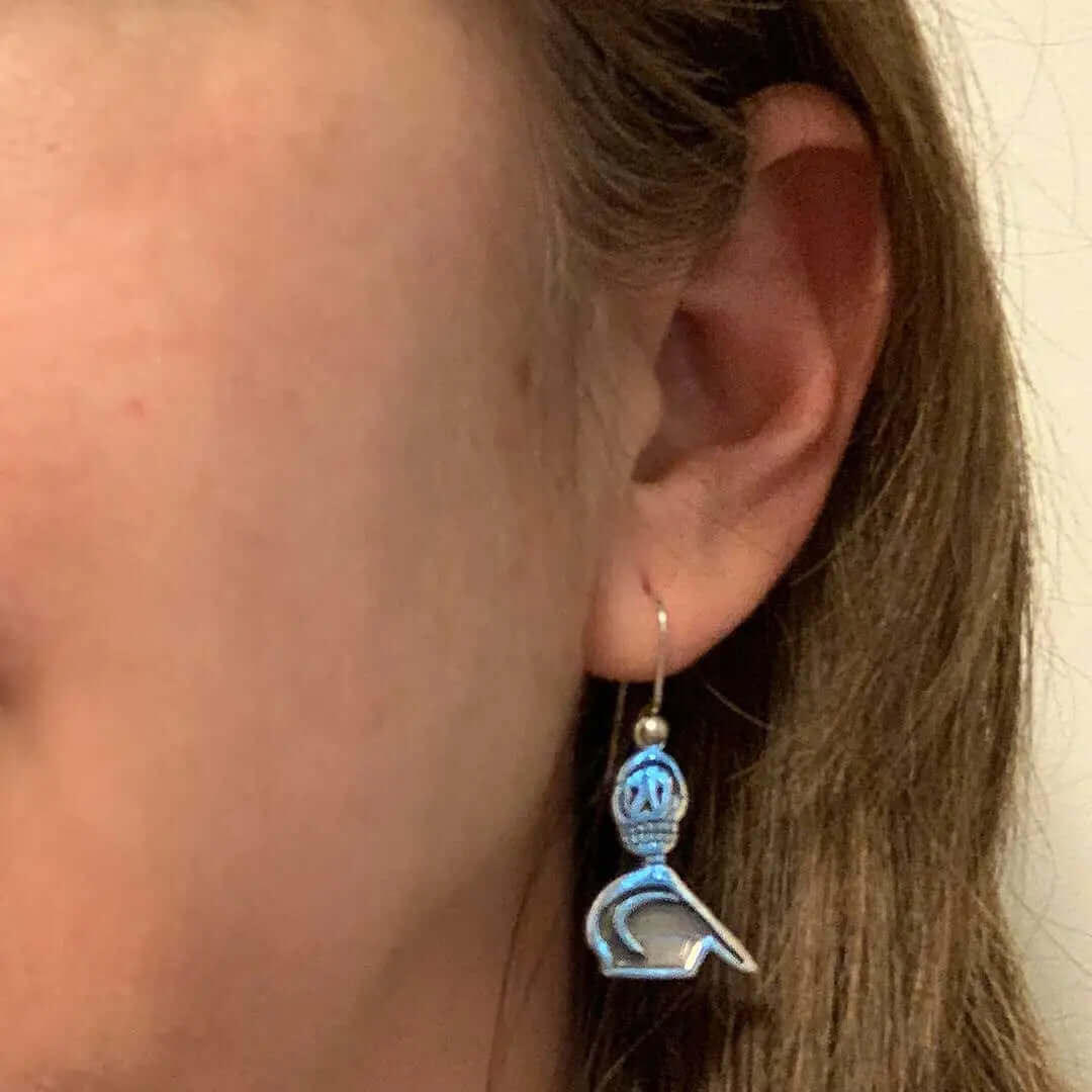 Catrines-Charros-Torso-Silver-Earrings-with-model-Nueve-Sterling