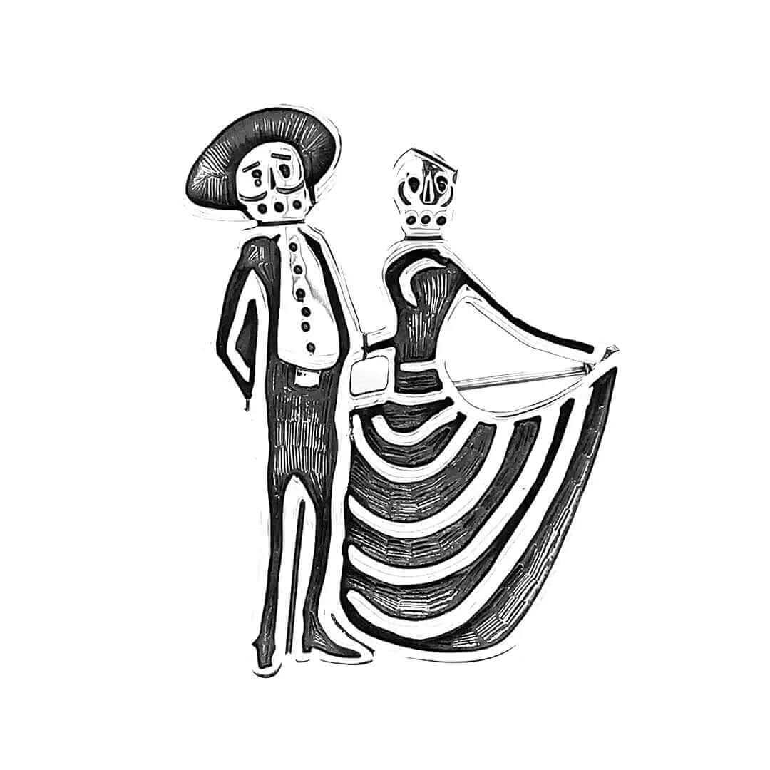 Catrines-Charros-Silver-Pin-Pendant-front-Nueve-Sterling