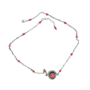 Coral Silver Flower Necklace top Nueve Sterling