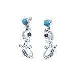 Taxco  950 silver, amethyst, turquoise, abalone and shell earrings