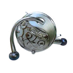 Modern 950 silver ring with pearls