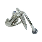 Modern 950 silver ring with pearls side