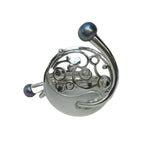 Modern 950 silver ring with pearls front