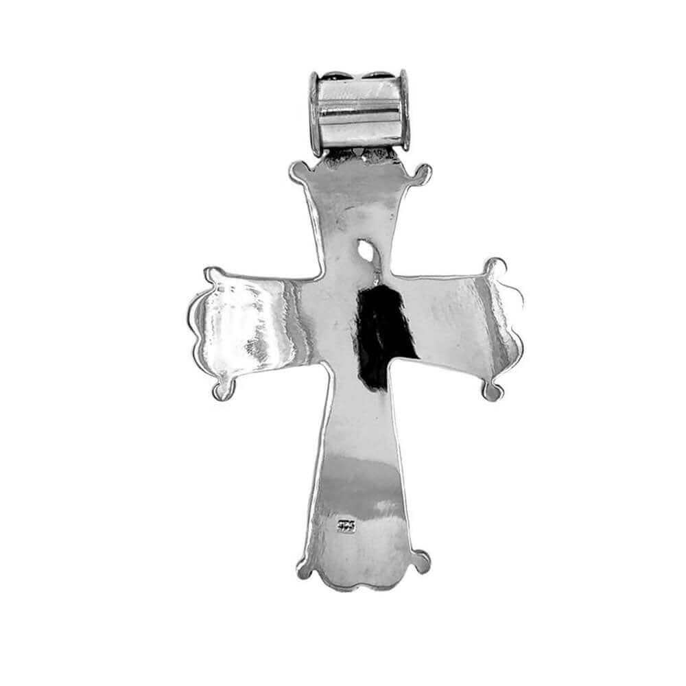 Pendentif Croix Argent Fleurs