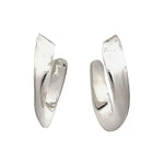 Pair of silver hoop earrings on a white background