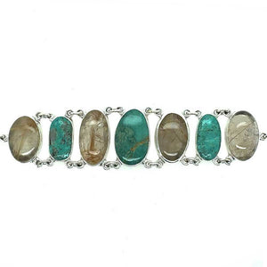 Genuine-Turquoise-and-Rutilated-Quartz-950-Silver-Bracelet-front-Nueve-Sterling