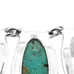 Genuine-Turquoise-and-Rutilated-Quartz-950-Silver-Bracelet-mark-Nueve-Sterling