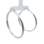 Silver hoop earrings on a white background