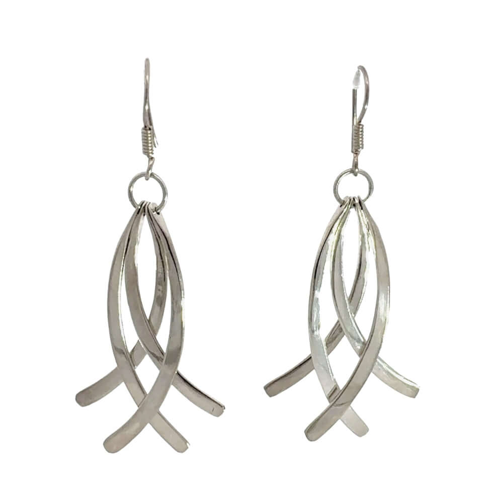 Handmade Artisan Silver Drop Earrings front