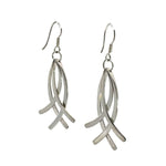 Pair of silver earrings on a white background