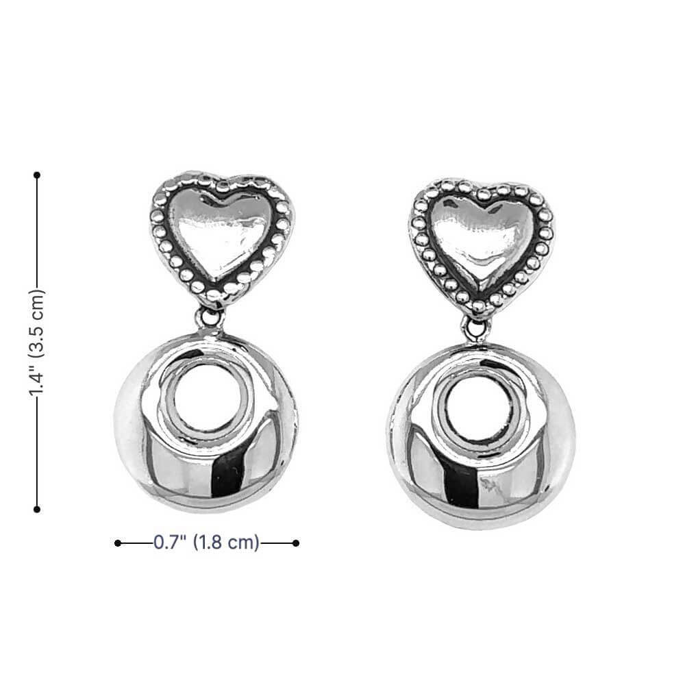 Heart-and-Donut-Silver-Earrings-measurements-Nueve-Sterling