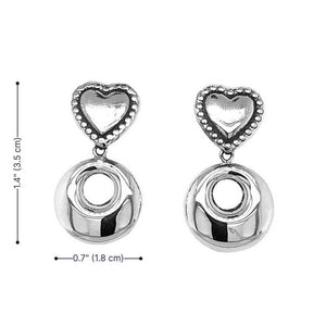 Heart-and-Donut-Silver-Earrings-measurements-Nueve-Sterling